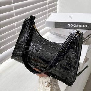 CROCODILE EMBOSSED BAGUETTE BAG